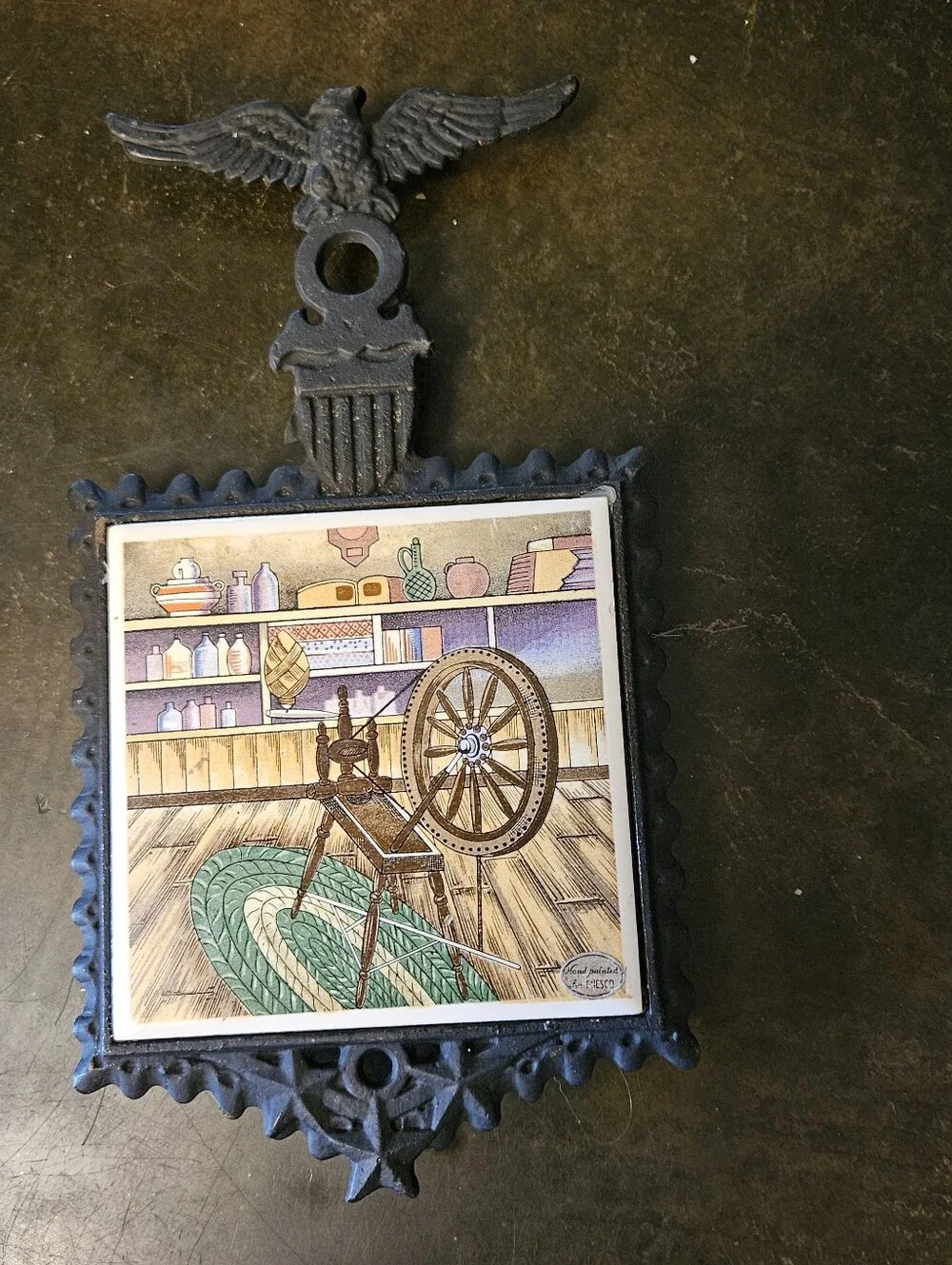 Pair Vintage Americana Cast Iron  Trivets.